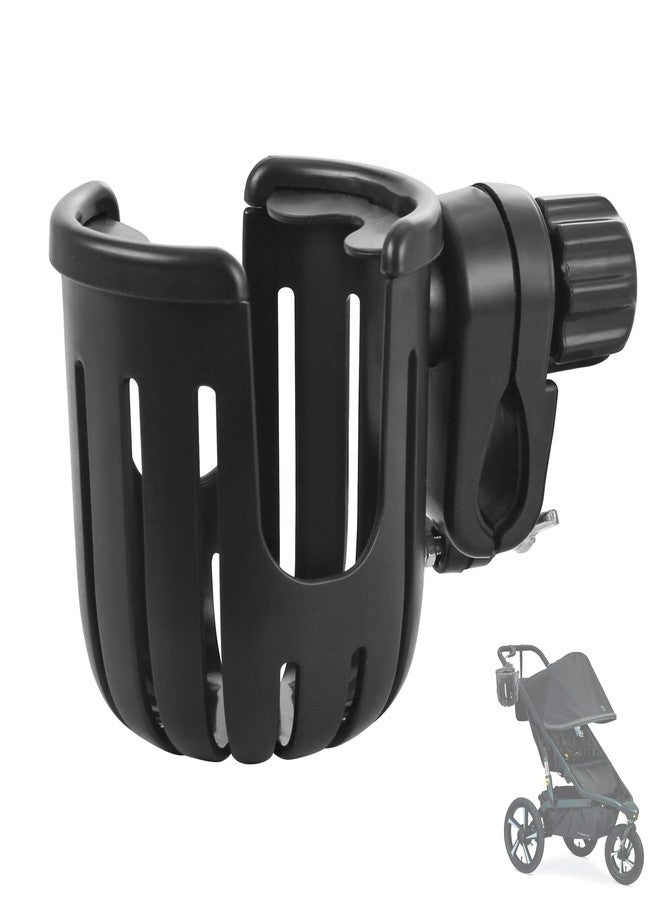 Fevbcnrj Stroller Cup Holder Compatible with Bob, Clip on Cupholder Attachment for Stroller, Cup Holder with Adjustable Clamp, Fits Most Cups, for Wheelchair, Walker, Bike, Scooter, Black - Image 1